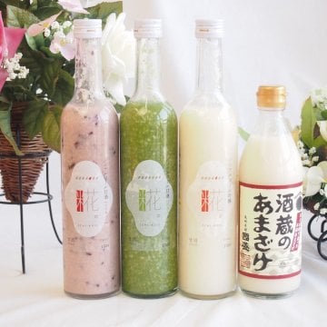 バラエティ国産ノンアルコール豪華甘酒4本セット(山崎 一糀【吟醸・抹茶・古代米500ml×3本】(愛知県)国盛酒蔵のあまざけ500ml(愛知県))計4本