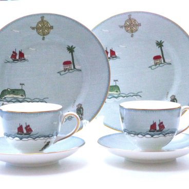 ウェッジウッドWEDGWOOD セイラーズフェアウェル ティー・コーヒカップ＆ソーサー　プレートセット【兼用カップ】【ブランド食器】【御結婚御祝・内祝・新築御祝・還暦御祝・御礼・寿・ギフト包装可能】