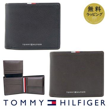 トミーヒルフィガー 二つ折り財布 TOMMY HILFIGER 財布 メンズ ブラック BLACK ブラウン COFFEEBEAN AM0AM13741 選べる2カラー 【ラッピング無料 誕生日 お祝い プレゼント ギフト 贈り物】 送料無料