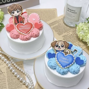 【選べる9色】イラストクッキー付きセミオーダーハートケーキ【アイシングクッキー】【お好きなデザイン】【ギフトラッピング対応】 4号5号6号