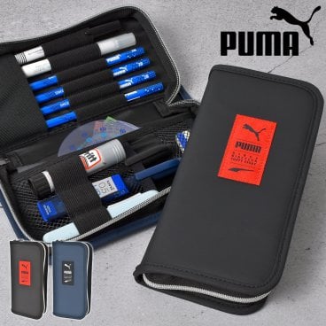 ペンケース PUMA プーマ 筆箱 小学生 男の子 男子 中学生 高学年 PM570 シンプル 黒 青 ブラック ネイビー ブルー コンパクト スリム ブック型 ブックタイプペンケース ペンポーチ ペンホルダー 多機能 かっこいい おしゃれ スポーツ ブランド 文房具 文具 収納 入学 新学期