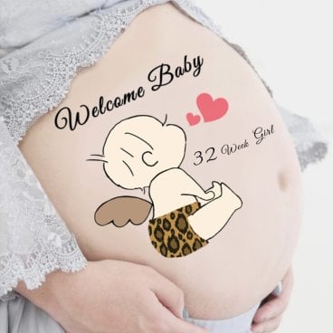 マタニティシール【送料無料】マタニティフォトシール マタニティペイントシール ベリーペイントシール welcome Baby タトゥーシール ボディシール ヒョウ柄 虎柄 天使 羽 赤ちゃん