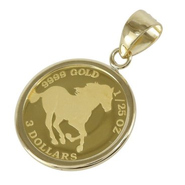 純金 コイン ペンダント トップ ネックレス 純金貨 1/25oz ホース ツバル エリザベス女王 24金 18金枠 メンズ レディース ジュエリー アクセサリー  プレゼント ギフト 人気 おすすめ 送料無料