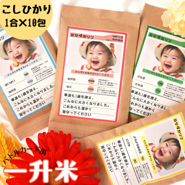 一升米 選び取りカード付 お米でお祝い お配りも楽ラク! 150ｇ×10包 小分け こしひかり 送料無料 メッセージ
