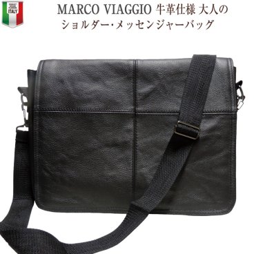 MARCO VIAGGIO 通勤バッグ メンズ ビジネスバッグ 軽量 メッセンジャーバッグ 本革 牛革 ショルダーバッグ 斜めがけバッグ 男性 レザー 牛革バッグ 牛革ショルダー メッセンジャー 大人 イタリア 黒 ブラック プレゼント 高級 ショルダー・メッセンジャーバッグ