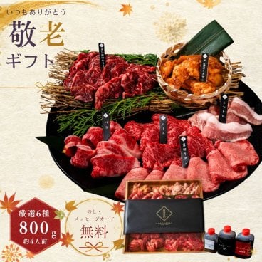 焼肉セット 敬老の日 誕生日 お祝い ギフト 肉 メッセージカード/日時指定/熨斗対応可 タレ付き 大阪 鶴橋 焼肉白雲台 (白雲台セット) 7種 800g