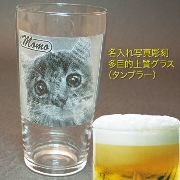【退職祝い 特販】名入れペット(犬・猫)写真彫刻  多目的上質グラス(タンブラー)、送料無料(沖縄・離島などを除く)クリスマス・誕生日ギフト、母の日、父の日、敬老の日ギフトにも最適！