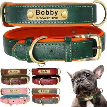 【お名前無料彫刻】犬 首輪 名入れ犬用 革 オーダーメイド おしゃれ かわいい 小型犬 中型犬 迷子防止