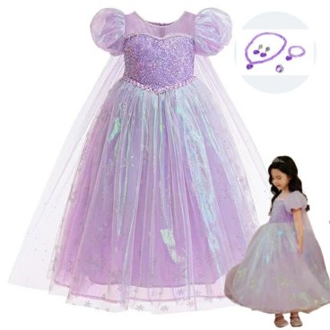 【高品質】子供 プリンセス エルサ風 ドレス ロング ワンピース お姫様 衣装 キッズ エルサ風 コスチューム アリエル風 コスプレ キッズ 衣装 発表会 誕生日 ジュニア ギフト ひな祭り ハロウィン プレゼント クリスマス 半袖 100-140 なりきりアイテム