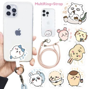【スマホ ショルダーストラップ ストラップホルダー】【MultiRing+Strap】【ちいかわ/ハチワレ/うさぎ/モモンガ/ラッコ/くりまんじゅう/古本屋/シーサー/あのこ】ショルダー ホルダー セット 肩掛け 首掛け 首かけ 斜めがけ ネックストラップ 送料無料