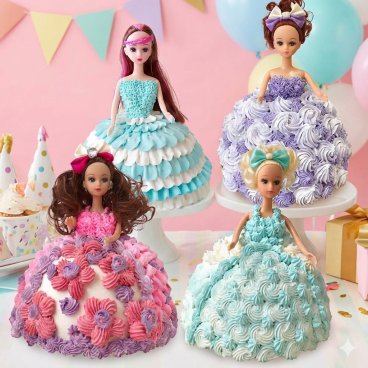 選べるドレスデザイン プリンセスドールケーキ（6号ホール）― フリル／フラワー／ロゼット／グラデーション ―誕生日・記念日向け 手作りケーキ