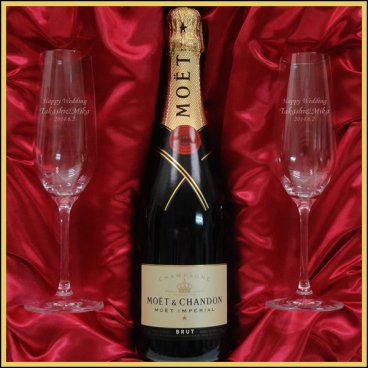 【プレミアムギフトセット】名入れペアシャンパングラス & モエ・シャンドン・アンペリアル(モエシャン)  750ml 