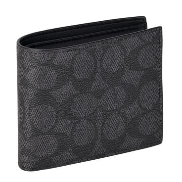 コーチ ファクトリー アウトレット COACH FACTORY 財布 二つ折り財布 折りたたみ財布 小銭入れ付き CY406 QBMI5 メンズ チャコール+ブラック