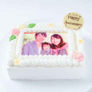 写真イラストケーキ・フォトケーキ6号（18cm×14cm）写真ケーキ 四角いフォトケーキ プリントケーキ デコレーションケーキ   誕生日 バースデー 還暦祝い 記念日 入学 卒業 就職 ウエディングお祝いケーキ お気に入りの写真で作るオーダーメイドケーキ