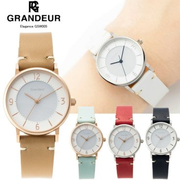 GRANDEUR グランドール 腕時計 レディースウォッチ 女性 クオーツ シンプル ピンクゴールド シルバー 牛革 プレゼント 記念日 ギフト gsw005