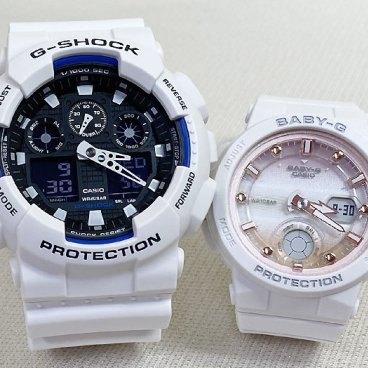 カシオ 恋人たちのGショック ペアウォッチ G-SHOCK BABY-G GA-100B-7AJF BGA-250-7A2JF 電池式 送料無料 国内正規品 記念日 誕生日 プレゼント お揃い ホワイト 白 クリスマス お祝い 結婚 婚約 20代 30代 40代 50代 カップル 夫婦