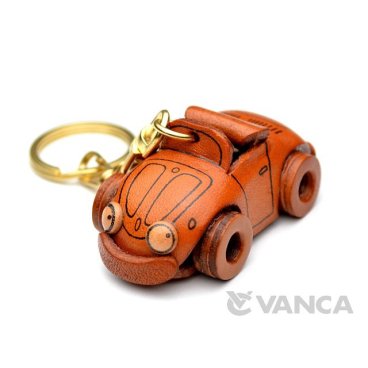 【手描き名入れ無料】本革製国内ハンドメイド　ワーゲン　キーホルダー【VANCA革物語】