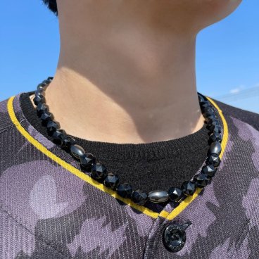 【高級ルチル】 一点物［ギラギラ感がハンパない!!］ヘマタイト スターカットスピネル 磁気 ネックレス プロスポーツ選手も愛する 金属アレルギー対応 ステンレス アクセサリー おすすめ 天然石 ブレスレット 京海堂 jn22 還暦祝い 長寿祝い パワーストーン