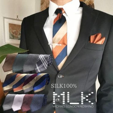 ミチコロンドン ネクタイMLK20柄 剣先8cm幅 シルク100% ジャガード 織 高品質 プレゼント 贈り物 ネクタイ