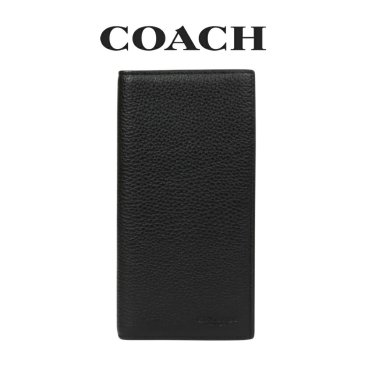 送料無料 コーチ COACH アウトレット 敬老の日 メンズ 財布 二つ折り長財布 CW354 BLK(ブラック)ブラック (男性 プレゼント 札入れ 小銭入れなし 本革 レザー スリム 薄い)