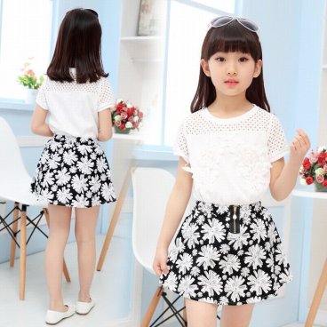 子供服 女の子 2点セット デザインTシャツ 花柄スカート セットアップ 上下セット 女の子 夏
