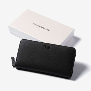 エンポリオアルマーニ EMPORIO ARMANI ROUNDLONG WALLET ラウンドロングウォレット Y4R169 Y138E 長財布 ロゴ メンズ 財布 ブラック