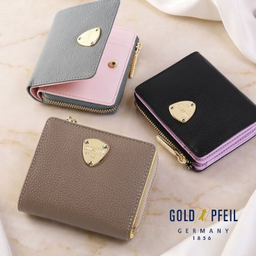 折り財布 二つ折り レディース ファスナー かわいい 使いやすい ブランド 本革 革 二つ折り財布 GOLD PFEIL ゴールドファイル 二つ折り財布 牛革 L字ファスナー 小銭入れ カード多い バイカラー プレゼント ギフト 40代 50代 4FA (09000789r)
