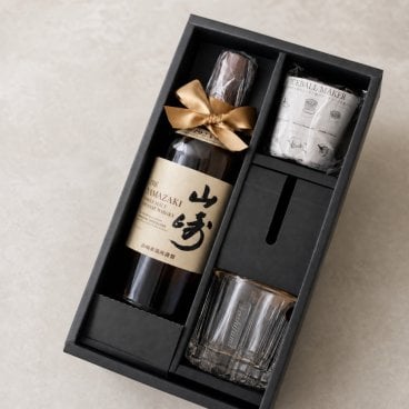 【名入れ彫刻】 リーデルロックグラス｜山崎ウイスキー ギフトセット（丸氷器付）