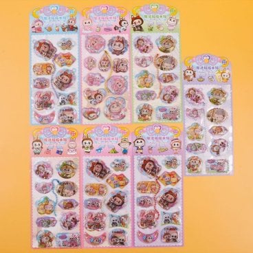 LABUBU ラブブシール ぷくぷく 3D立体シール 3Dジュエルシール ストライプ付き ラブブ シール おしり アクリルラインストーン ステッカー 2枚セット シール 可愛い DIY 工芸品 ぷくぷくお尻 おしり おしりシール labubu ランダム発送