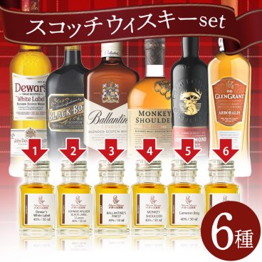 スコッチ ウイスキー 飲み比べ ミニボトル 6本 ギフト セット  初心者にもおすすめ ハイボール お試し 詰め合わせ 小分け 小瓶 誕生日 プレゼント 内祝 御礼 贈り物 のし 名入れ お酒