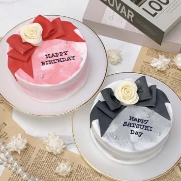 【選べる10色】大理石風ローズリボンケーキ【メッセージ】【センイルケーキ】【記念日に】4号5号6号