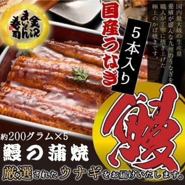 【うなぎ蒲焼5本】約200g（解凍後約185g×5本）うなぎ 蒲焼 国産 土用の丑 ウナギ うなぎ