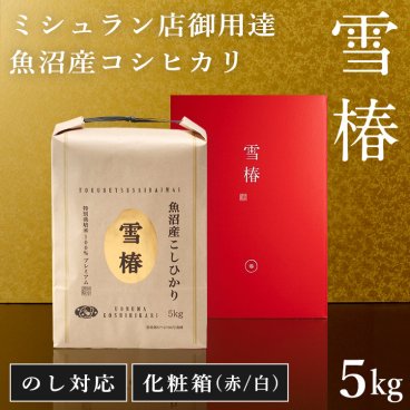 令和7年産 魚沼産コシヒカリ 5kg 贈答用 化粧箱入り 最高級 「雪椿」 ブランド米 ミシュラン店御用達 新米 最高級米 特別栽培米 お米 ギフト 内祝い 御歳暮 結婚内祝い 御誕生日御祝 新築祝い 法事 のし 熨斗対応 希少米