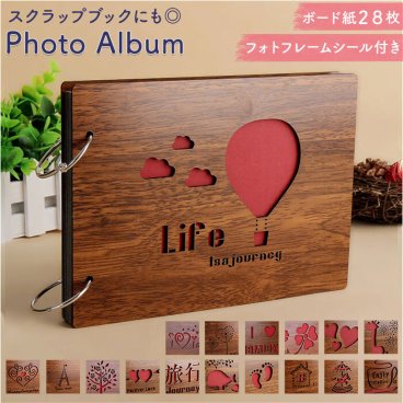 フォトアルバム 木製 通販 アルバム かわいい 写真 フォト 整理 おしゃれ アレンジ 手づくり DIY スクラップアルバム スクラップブック 木製カバー フォトブック 増やせる リングファイル リングタイプ お祝い プレゼント ギフト 記念日 誕生日 結婚式 写真整理用品 文房具
