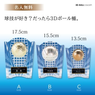 トロフィー 楯 高さ13.5cm かわいい ボール レリーフ付き サッカー トロフィー 野球 ゴルフコンペ トロフィー バスケ バレー 賞品 景品 表彰 卒団記念品  名入れ 優勝 立体的！KV5458