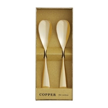 熱伝導率の高い銅製【名入れ無料】カパーザカトラリー/COPPER the cutlery　銅のアイススプーン2本セット ゴールドミラー