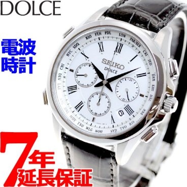 セイコー ドルチェ＆エクセリーヌ SADA039 腕時計 メンズ 電波 ソーラー SEIKO DOLCE＆EXCELINE ペア クロノグラフ ホワイト クロコダイル