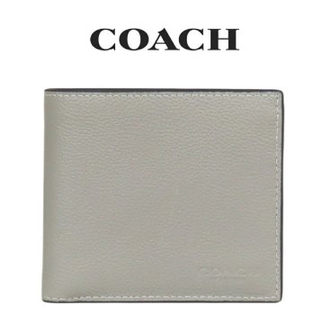 送料無料 コーチ COACH アウトレット 敬老の日 メンズ 財布 二つ折り財布 CR378 DOY(ダヴ グレー) グレー  (男性 プレゼント ブランド 本革 レザー 小銭入れ さいふ 薄い コンパクト シンプル サイフ グレージュ)