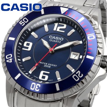 CASIO 腕時計 カシオ 時計 ウォッチ チープカシオ チプカシ シンプル 逆輸入モデル クォーツ 200M ステンレスバンド ブルー MTD-1053D-2AV [並行輸入品]