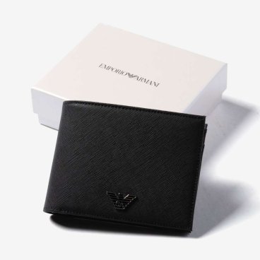 エンポリオアルマーニ EMPORIO ARMANI ASV COINPOCKET WALLET ASV コインポケットウォレット Y4R165 Y138E 二つ折り財布 ロゴ メンズ 財布 ブラック