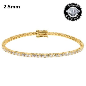 モアサナイト 2.5mm ブレスレット テニスブレスレット .925Silver ゴールド Tennis Bracelet 3カラット メンズ レディース Moissanite Kronic jewelry