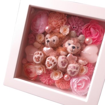 結婚祝い ダッフィー ぬいぐるみ 花 プリザーブドフラワー入り ピンク系 壁掛け ダッフィー シェリーメイ◆誕生日プレゼント・記念日の贈り物におすすめのフラワーギフト