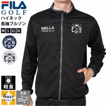 【20%OFFセール】 FILA GOLF フィラゴルフ ゴルフウェア ブルゾン メンズ ボンディング スポーツブランド 秋 冬 4WAYストレッチ 軽量 防風 防寒 ロゴ 刺繍 裏メッシュ フルジップアップ アウター 白 黒 2024FW outfit