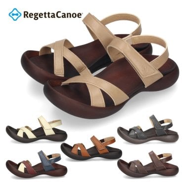 レディース サンダル リゲッタカヌー ぺたんこ 歩きやすい バックストラップ Regetta Canoe CJFD-5326a ローヒール 幅広 履きやすい コンフォート 靴 日本製