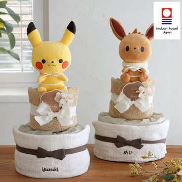 【出産祝い】monpoké baby モンポケ ナチュラルタオル ぬいぐるみ付きおむつケーキ |出産祝い ベビーシャワー ポケモン 今治タオル 赤ちゃん 男の子 女の子 かわいい プレゼント ギフト 贈り物