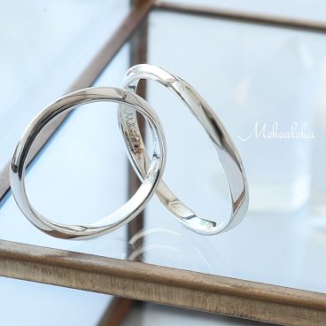 【刻印無料】 7号～23号 偶数号対応可 ペアリング カップル 2個セット 結婚指輪 マリッジリング シルバー ウェーブ シンプル 細身 華奢 Mekealoha 結婚記念日 指輪 プロポーズ 刻印可能 記念日 女性
