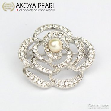 パール ブローチ デザインフラワー あこや真珠 5.0-6.5mm 結婚記念日 6月生まれ プレゼント 女性 母の日のプレゼント 【母の日】