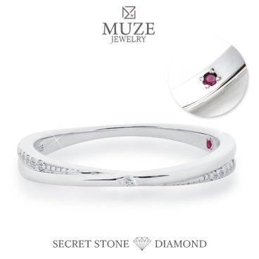 MUZE JEWELRY 指輪 リング 直径1mm(0.005ct相当) 刻印 名入れ ダイヤモンド シークレットストーン シルバー925 プラチナ仕上げ オーダーメイド 婚約指輪  made in japan