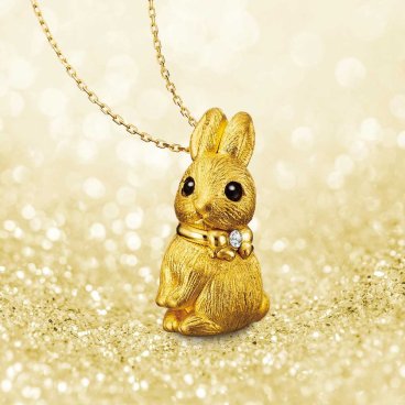 純金のうさぎ ダイヤモンド入り24金製宝飾ペンダント     おしゃれ ブランド 人気 新生活 引越し クリスマス 父の日 バレンタイン  誕生日