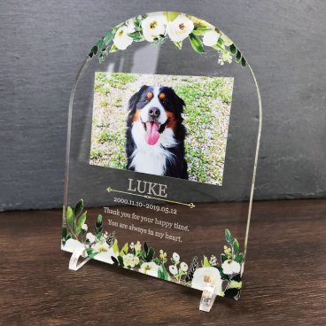 写真入り ペットメモリアルプレート ボタニカルフラワー｜選べるデザイン 全6種 犬 猫 愛犬 愛猫 ペット メモリアルグッズ 写真 かわいい オーダーメイド オリジナル 遺影 仏具 位牌 ペット供養 記念品 文字入り フォト 思い出 手元供養 供養 鳥 うさぎ 金魚 カナリア トイプードル チワワ ハムスター 写真立て アルバム ペットロス 刻印 名入れ ペットグッズ プレゼント ギフト 贈り物